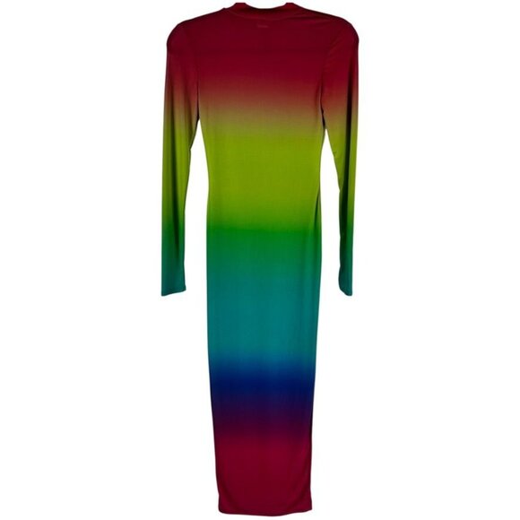 K Too Womens Long Sleeve Gradient Maxi Dress Red/Green/Blue Size M - Picture 2 of 9
